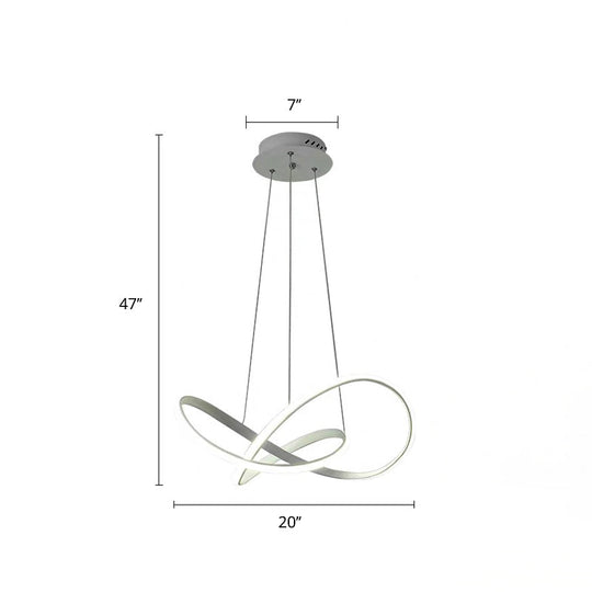White Acrylic Led Cycle Chandelier Pendant For Dining Room - Decorative Ceiling Light / 20’