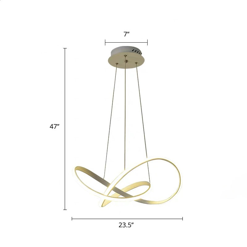 White Acrylic Led Cycle Chandelier Pendant For Dining Room - Decorative Ceiling Light / 23.5’