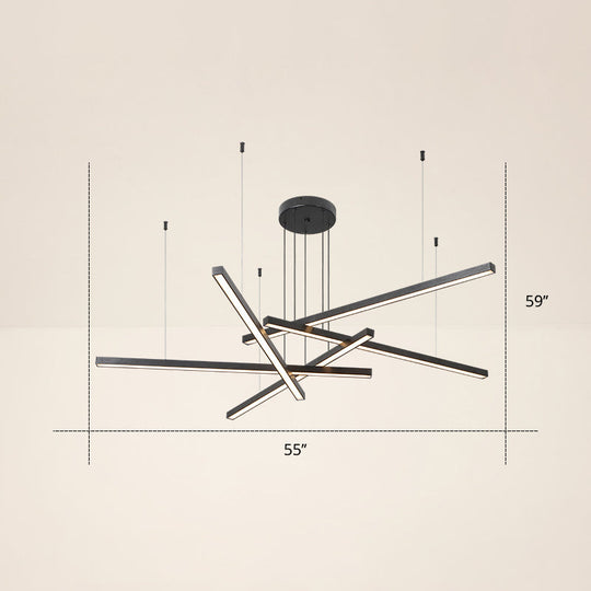 Adjustable Metal Line Art Led Pendant Lamp For Minimalist Bedroom Ceiling 5 / Black Warm