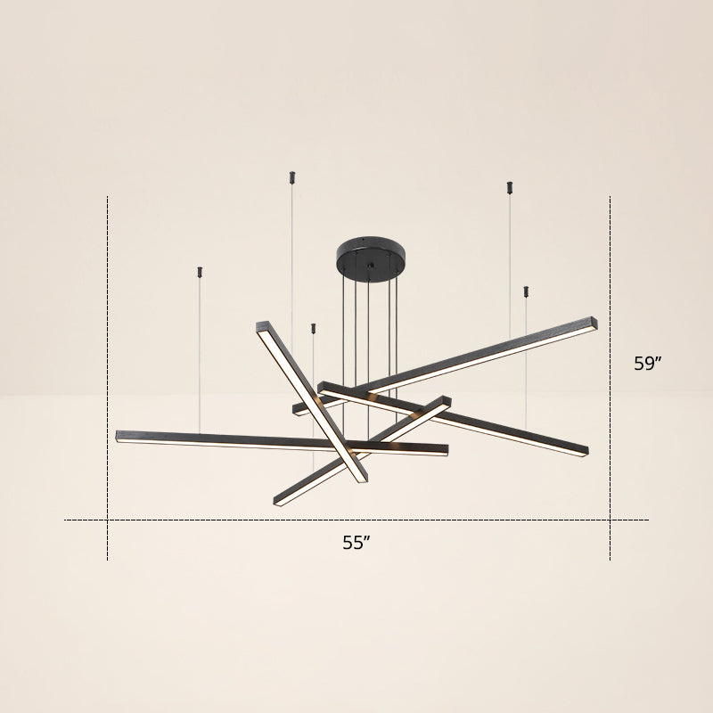 Adjustable Metal Line Art Led Pendant Lamp For Minimalist Bedroom Ceiling 5 / Black Third Gear