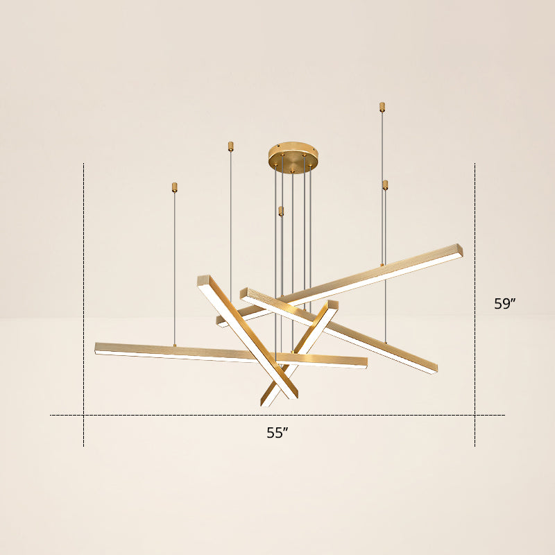 Adjustable Metal Line Art Led Pendant Lamp For Minimalist Bedroom Ceiling 5 / Gold Warm