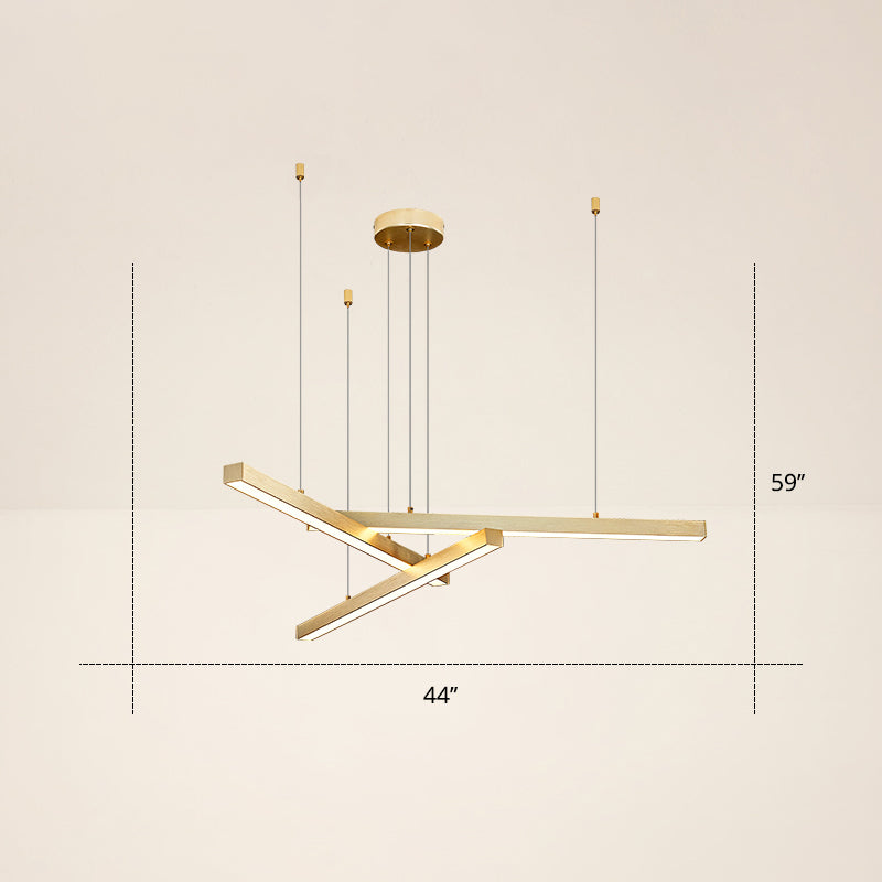 Adjustable Metal Line Art Led Pendant Lamp For Minimalist Bedroom Ceiling 3 / Gold White