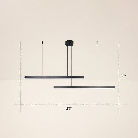 Adjustable Line Art Pendant Lamp: Minimalist Metal Led Chandelier For Bedroom Ceiling 2 / Black Warm