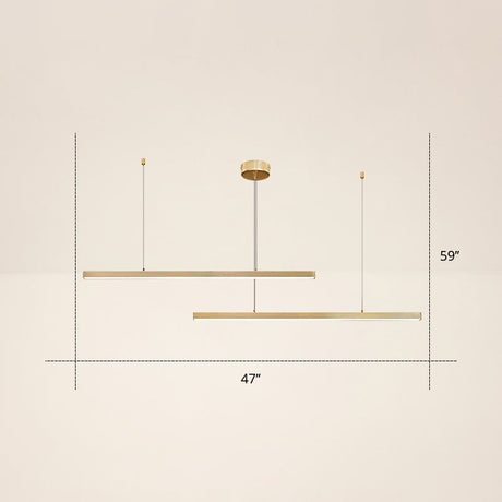 Adjustable Line Art Pendant Lamp: Minimalist Metal Led Chandelier For Bedroom Ceiling 2 / Gold Third