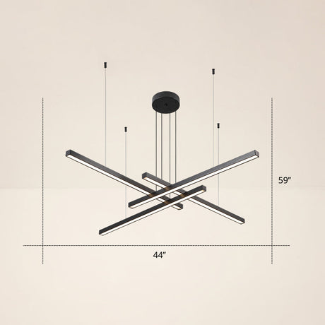 Adjustable Line Art Pendant Lamp: Minimalist Metal Led Chandelier For Bedroom Ceiling 4 / Black Warm