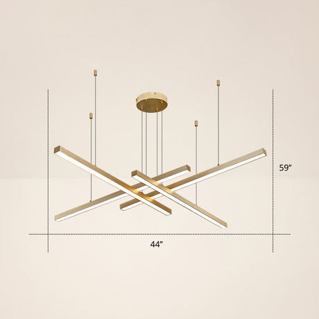 Adjustable Line Art Pendant Lamp: Minimalist Metal Led Chandelier For Bedroom Ceiling 4 / Gold Warm
