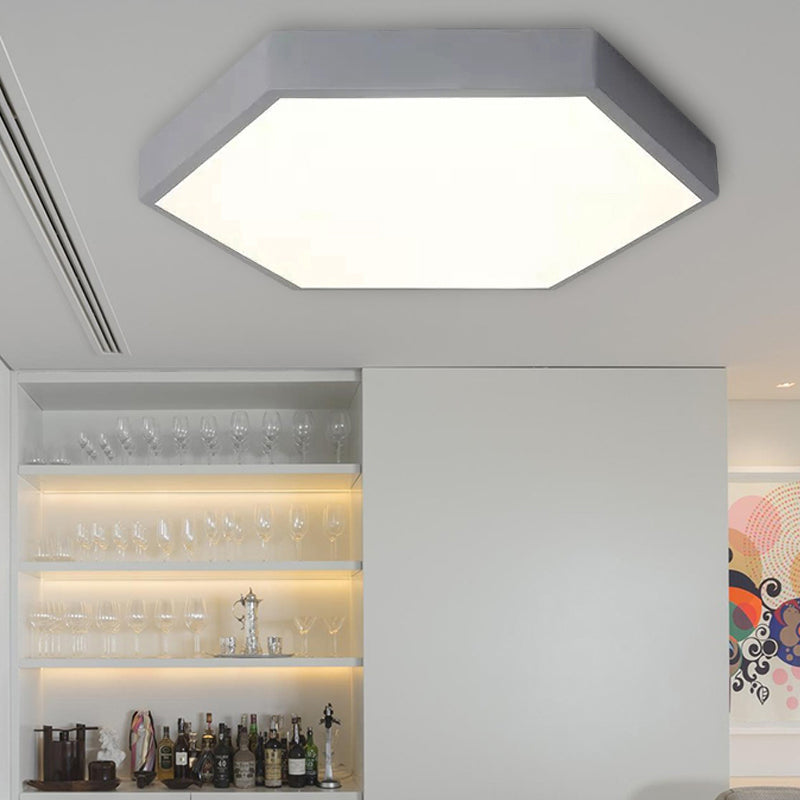 Modern Led Ceiling Light For Child Bedroom With Hexagon Shade