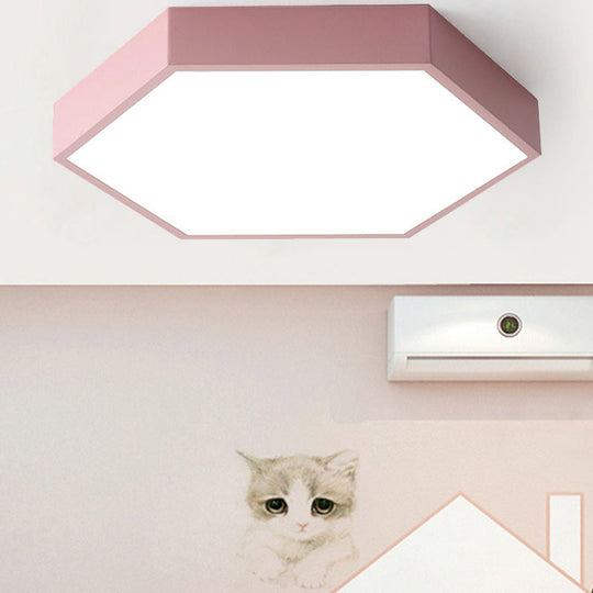 Modern Led Ceiling Light For Child Bedroom With Hexagon Shade