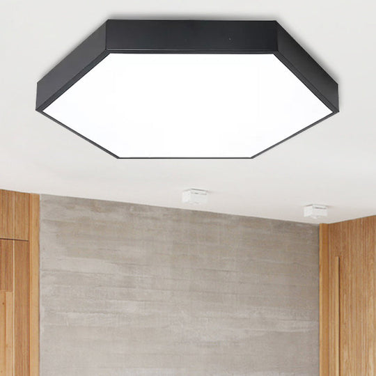 Modern Led Flush Mount Ceiling Light For Bedroom With Acrylic Hexagon Shade