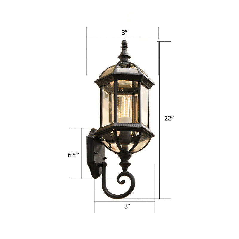 Vintage Birdcage Wall Sconce With Clear Glass Shade - Single-Bulb Garden Light Fixture Black / 8