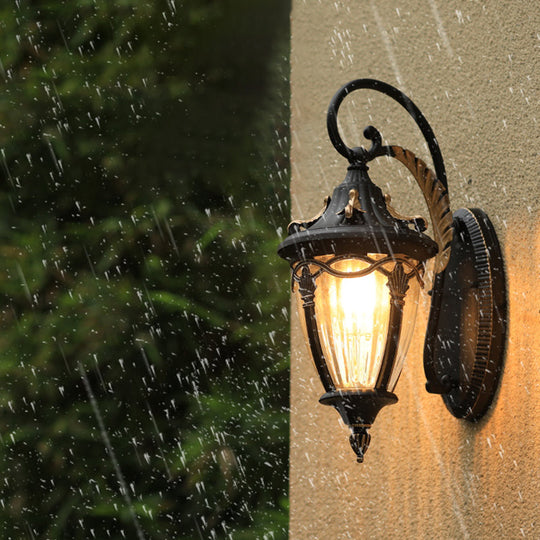 Retro Teardrop Patio Wall Light Clear Glass Fixture