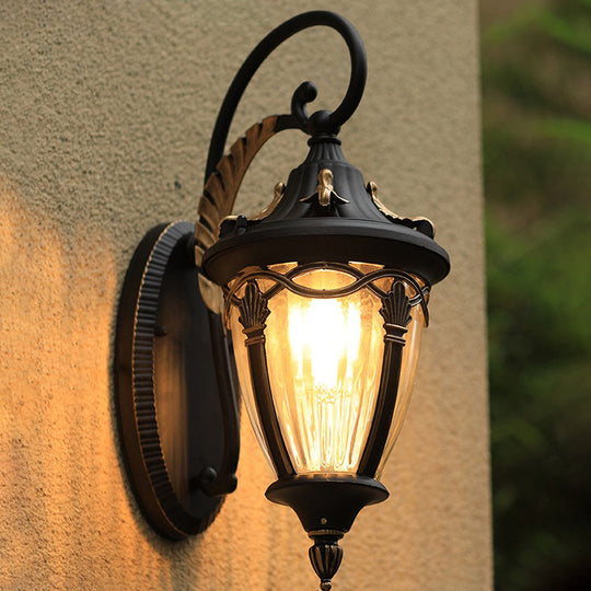 Retro Teardrop Patio Wall Light Clear Glass Fixture