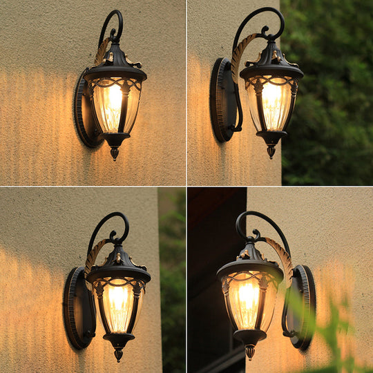 Retro Teardrop Patio Wall Light Clear Glass Fixture