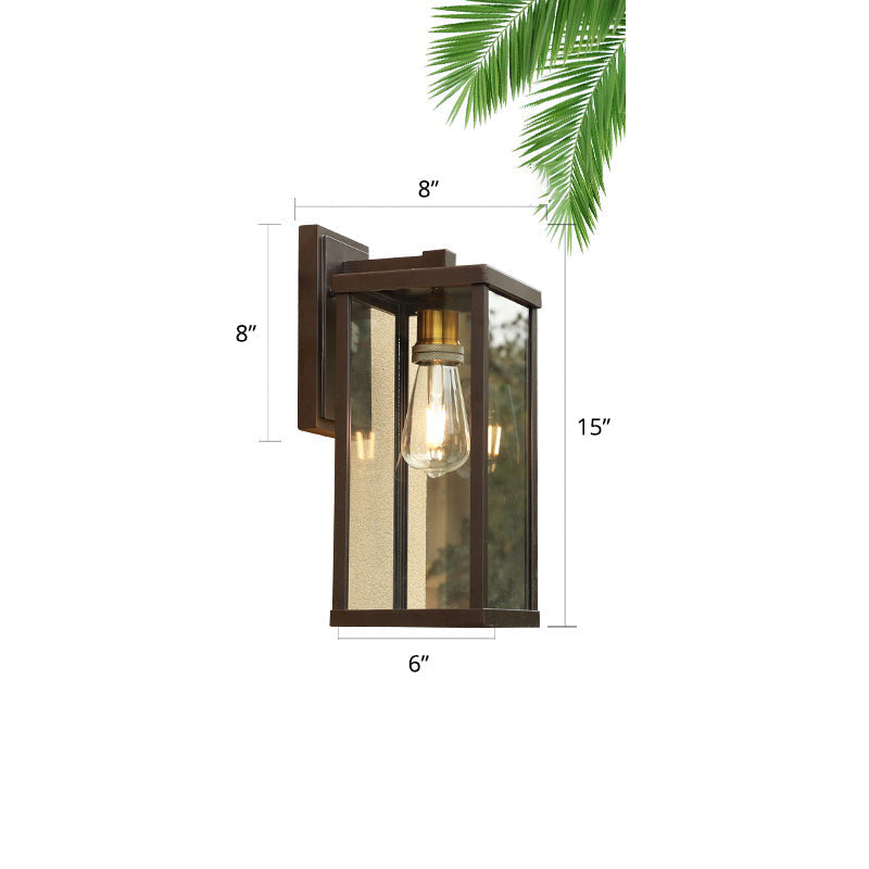 Simplicity Coffee Clear Glass Outdoor Wall Sconce Lamp
