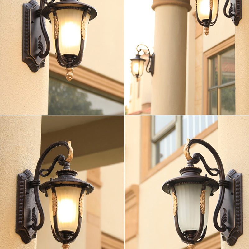 Opal Glass Bell Wall Lamp Traditional Sconce Light In Black