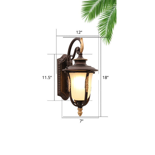 Opal Glass Bell Wall Lamp Traditional Sconce Light In Black / Down