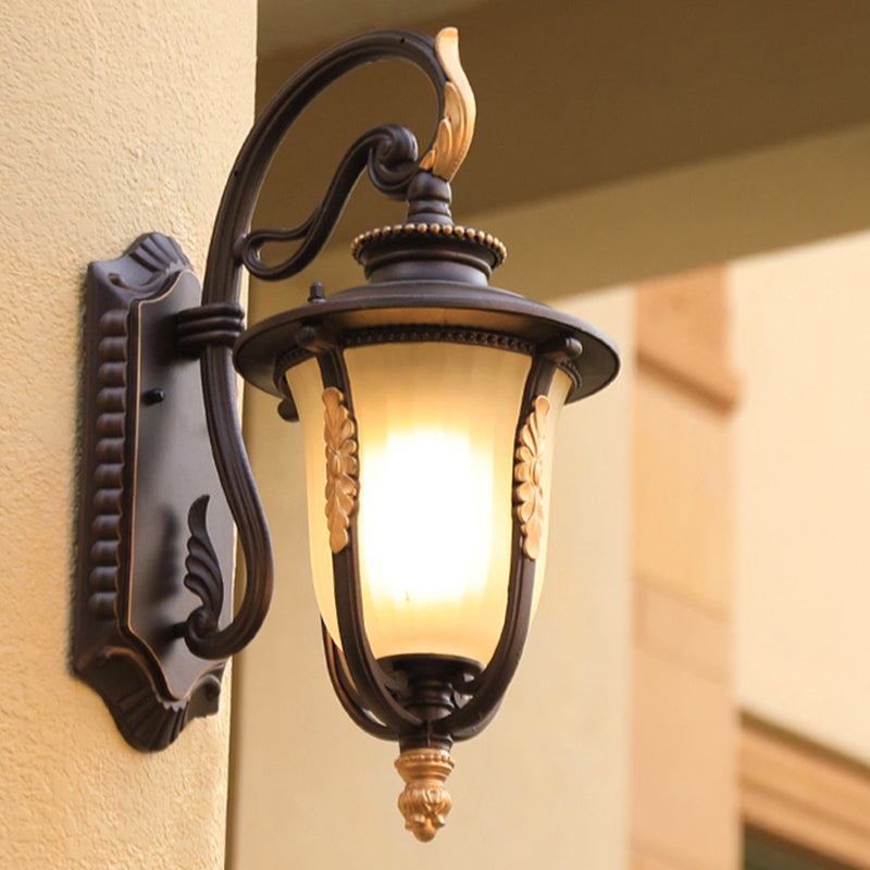 Opal Glass Bell Wall Lamp Traditional Sconce Light In Black