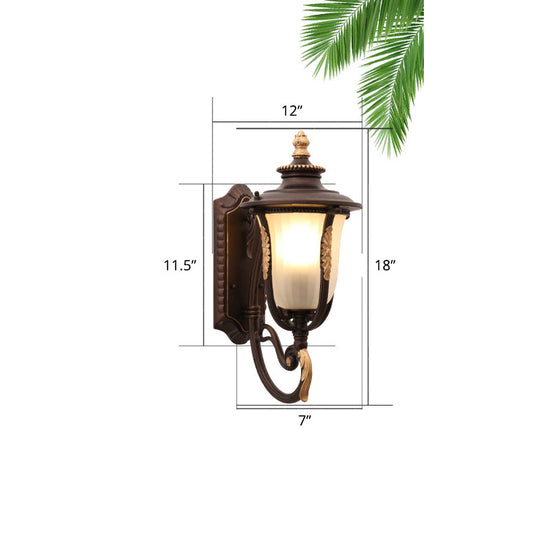 Opal Glass Bell Wall Lamp Traditional Sconce Light In Black / Up