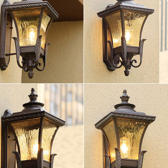Rustic Outdoor Single Wall Sconce With Dark Coffee Flared Glass