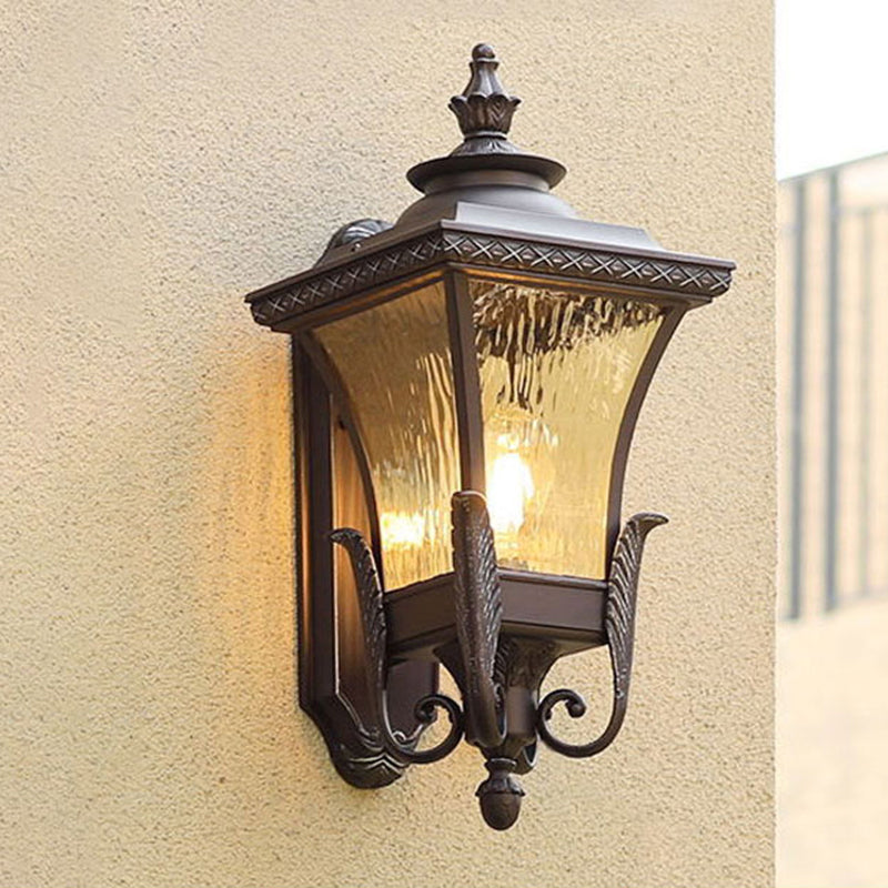 Rustic Outdoor Single Wall Sconce With Dark Coffee Flared Glass