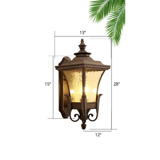 Rustic Outdoor Single Wall Sconce With Dark Coffee Flared Glass / 13