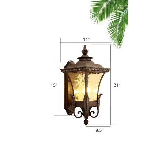 Rustic Outdoor Single Wall Sconce With Dark Coffee Flared Glass / 11