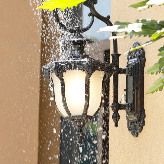 Retro Opaline Glass Bell Wall Mount Sconce - Vintage Style Patio Light Fixture (1-Bulb)