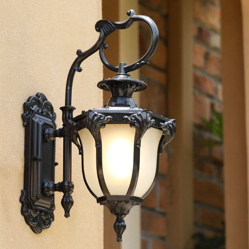 Retro Opaline Glass Bell Wall Mount Sconce - Vintage Style Patio Light Fixture (1-Bulb)