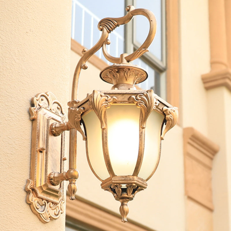 Retro Opaline Glass Bell Wall Mount Sconce - Vintage Style Patio Light Fixture (1-Bulb) Bronze / 9.5