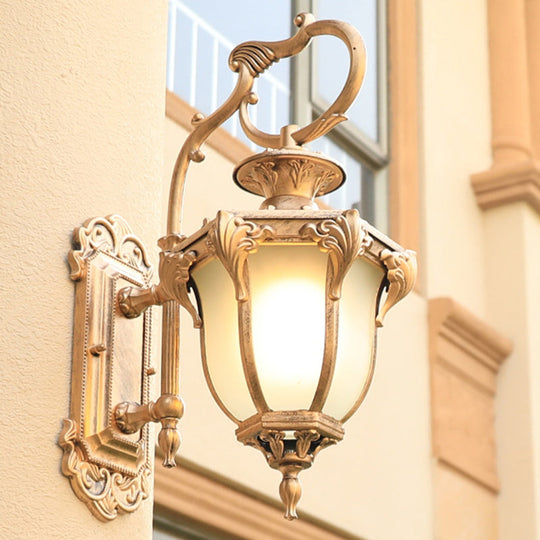 Retro Opaline Glass Bell Wall Mount Sconce - Vintage Style Patio Light Fixture (1-Bulb) Bronze / 9.5