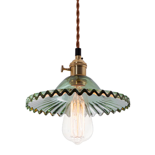 Nordic Radial Wave Glass Pendant Light - 1-Light Dining Room Ceiling Fixture