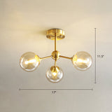 Modern Gold Branch Glass Ceiling Light 3 / Amber