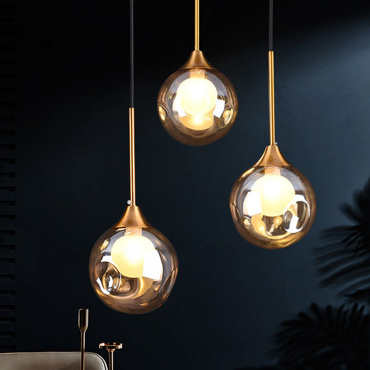 Minimalist Glass Pendant With 3-Head Down Lighting: Ideal For Dining Room And Multiple Hanging