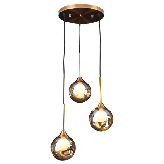 Minimalist Glass Pendant With 3-Head Down Lighting: Ideal For Dining Room And Multiple Hanging