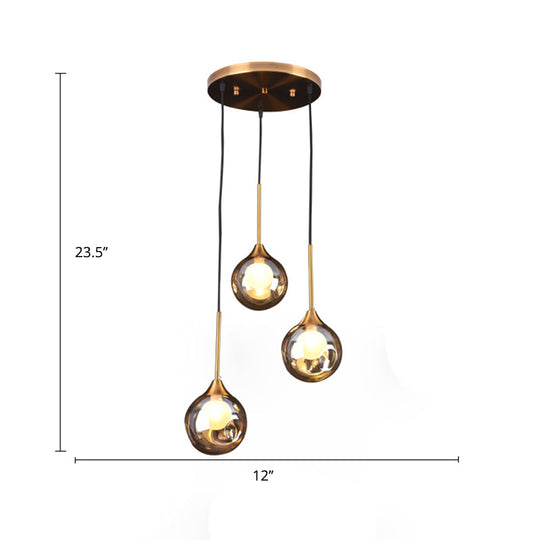 Minimalist Glass Pendant With 3-Head Down Lighting: Ideal For Dining Room And Multiple Hanging