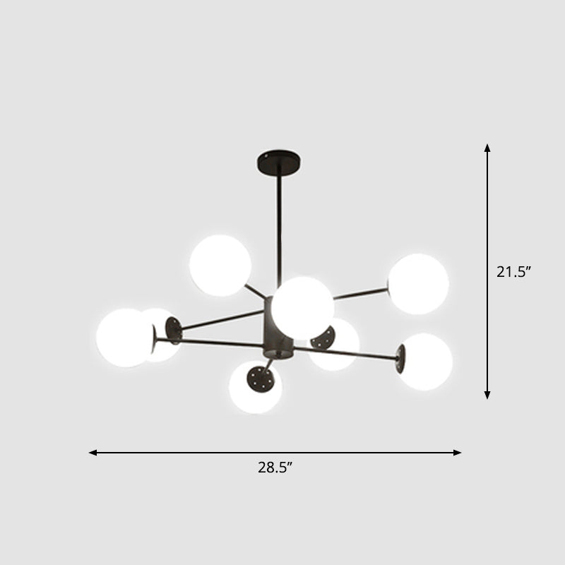 Modern White Glass Chandelier With Burst Design Suspension Light 8 / Black