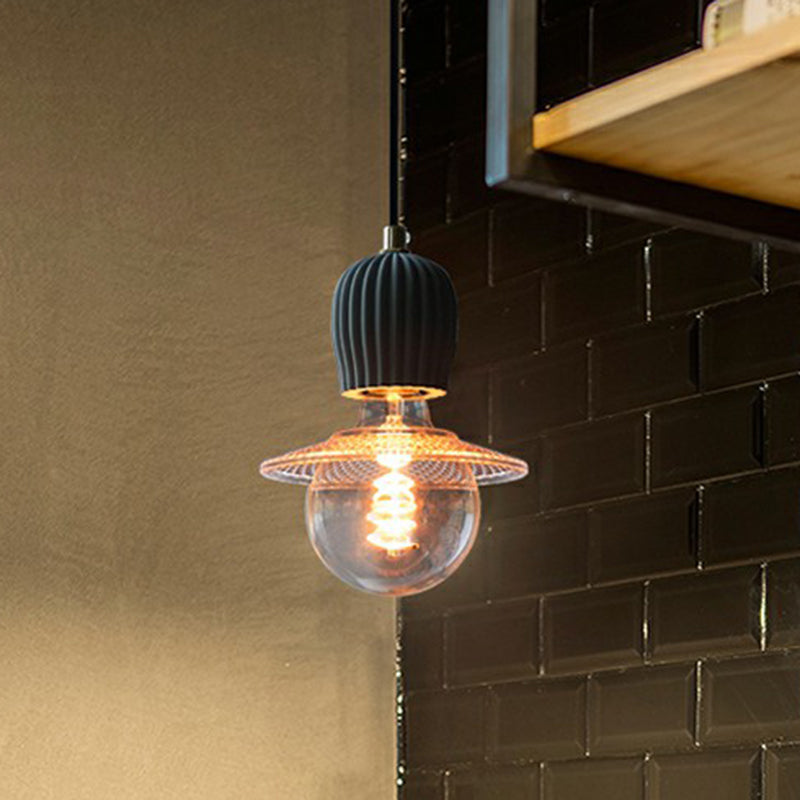 Cement Hanging Bare Bulb Pendant Light - Minimalist 1-Light Fixture For Restaurants