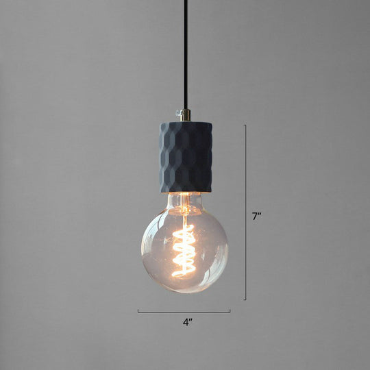Cement Hanging Bare Bulb Pendant Light - Minimalist 1-Light Fixture For Restaurants Black / 4
