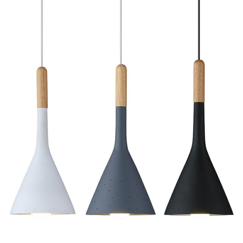 Modern Nordic Pendant Lamp With Funnel Shape - Resin 1 Head Cement Look
