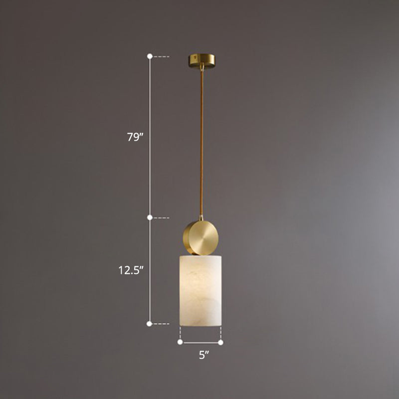 Minimalist Gold Marble Block Hanging Pendant Ceiling Lamp - Bedroom Lighting Solution / 5’