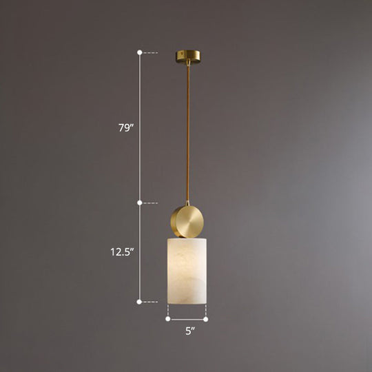Minimalist Gold Marble Block Hanging Pendant Ceiling Lamp - Bedroom Lighting Solution / 5’