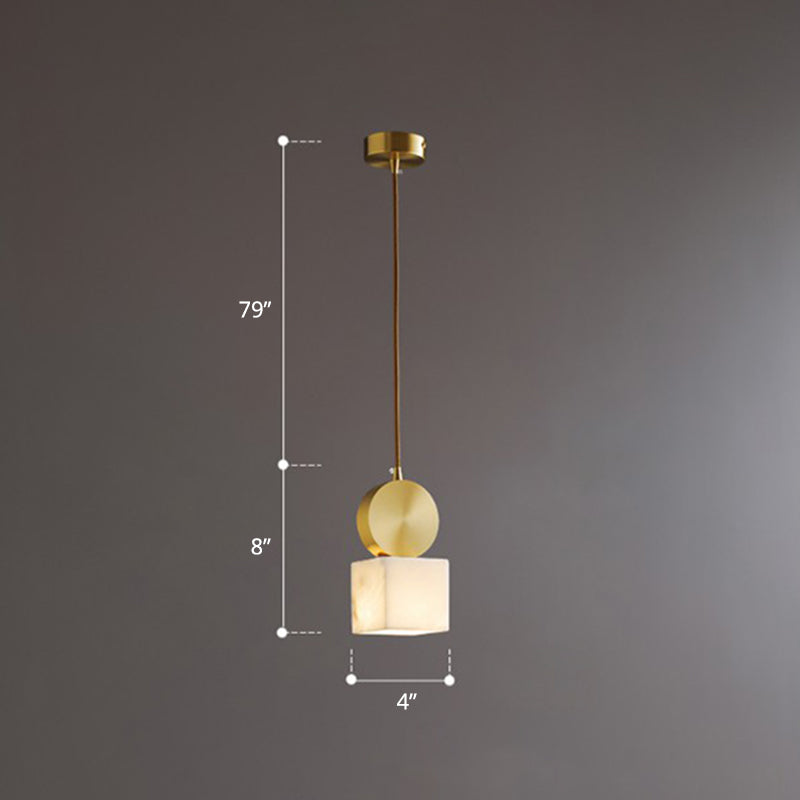 Minimalist Gold Marble Block Hanging Pendant Ceiling Lamp - Bedroom Lighting Solution / 4’