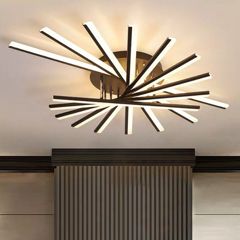Modern Acrylic Radial Semi Flush Led Ceiling Light For Living Room