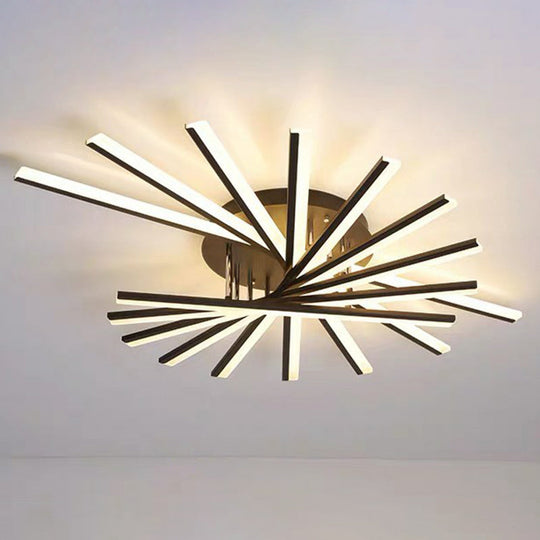 Modern Acrylic Radial Semi Flush Led Ceiling Light For Living Room 9 / Black White