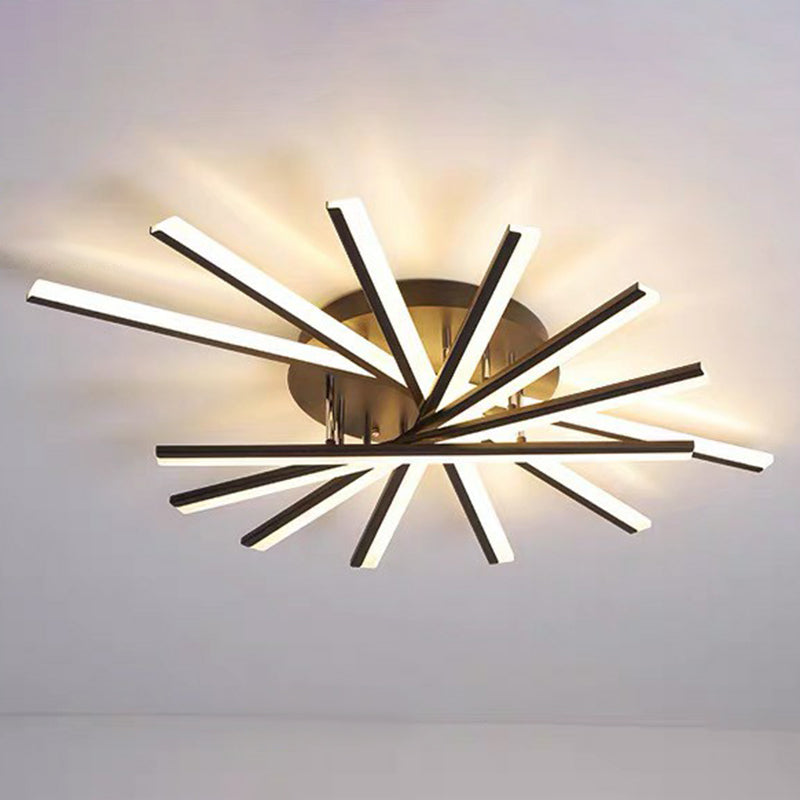 Modern Acrylic Radial Semi Flush Led Ceiling Light For Living Room 7 / Black Warm