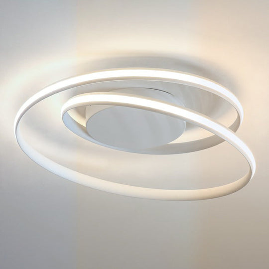 Sleek Aluminum Led Semi Flush Ceiling Light For Bedroom White / 18’ Warm