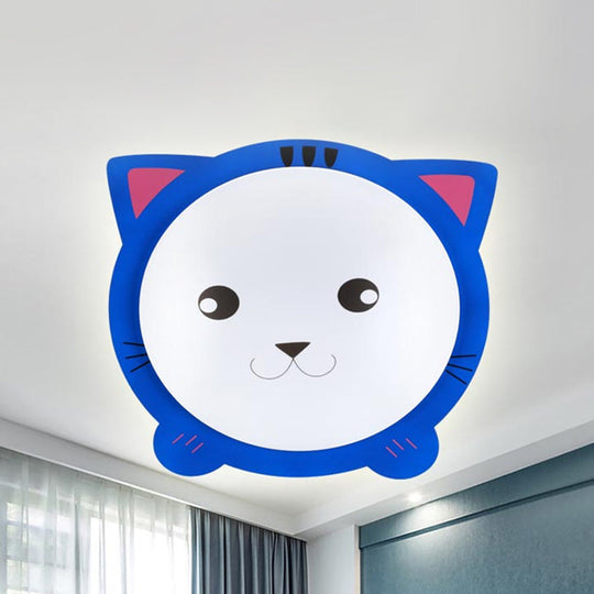 Cartoon Animal Shaped Ceiling Mount Light - Metal Flush For Nurseries And Corridors Blue / Warm