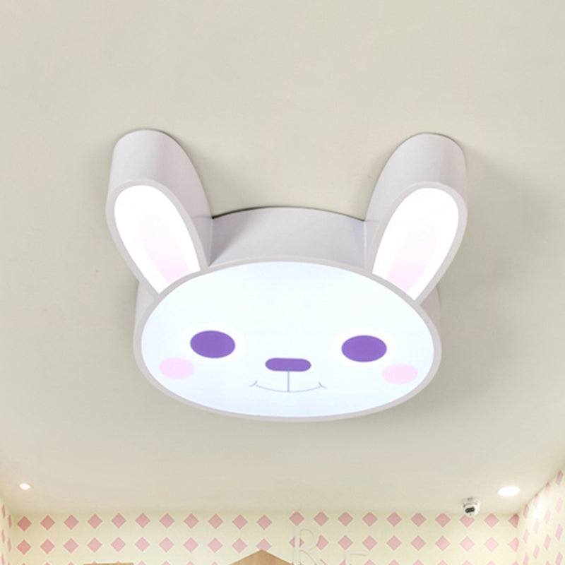 Bunny Girls Bedroom Ceiling Light - Acrylic Animal Fixture In White