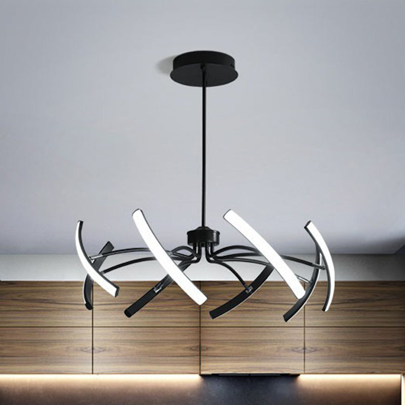 Minimalist Black Rotating Stick Led Chandelier For Dining Room