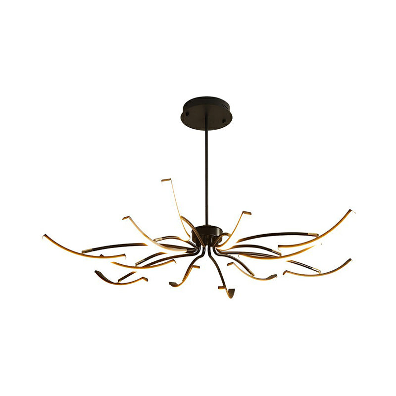 Black Rotating Stick Led Chandelier: Minimalist Acrylic Hanging Lamp For Dining Room